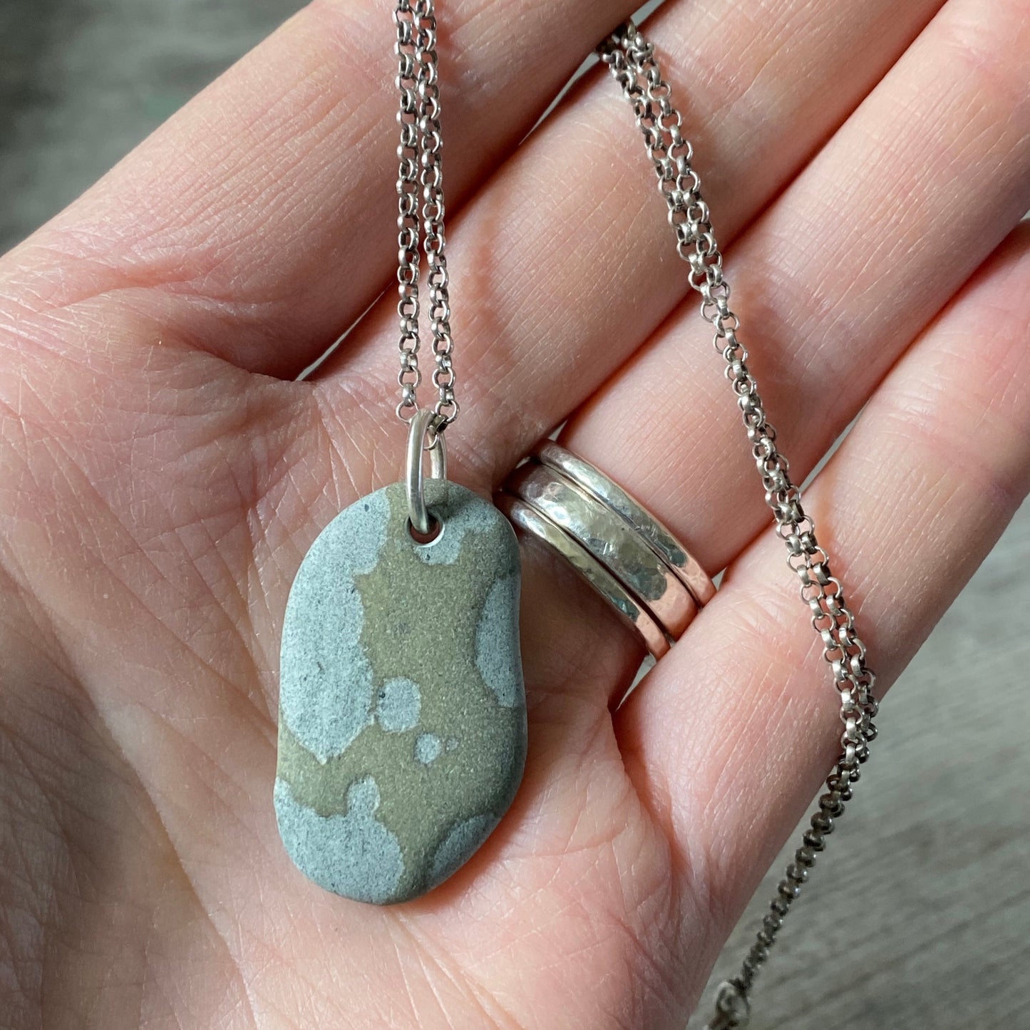 Ocean Tumbled Pacific Northwest Beach Stone Pendant