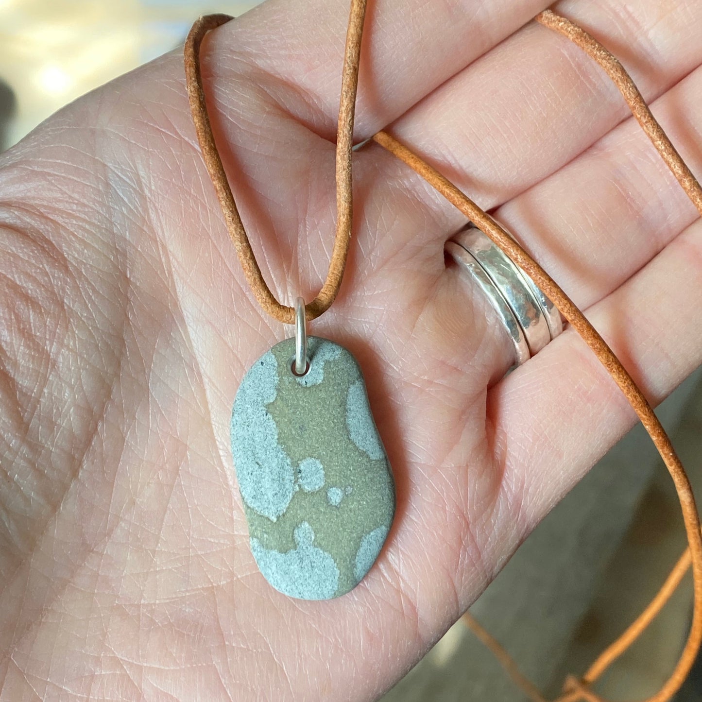 Ocean Tumbled Pacific Northwest Beach Stone Pendant