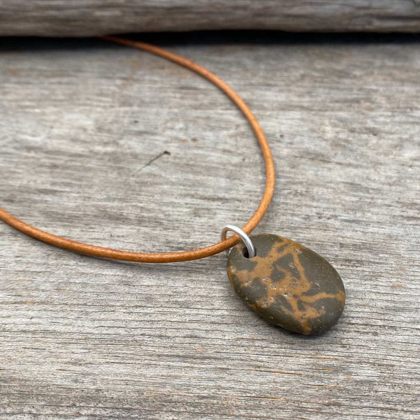 Ocean Tumbled Pacific Northwest Beach Stone Pendant II