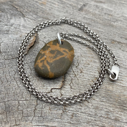 Ocean Tumbled Pacific Northwest Beach Stone Pendant II