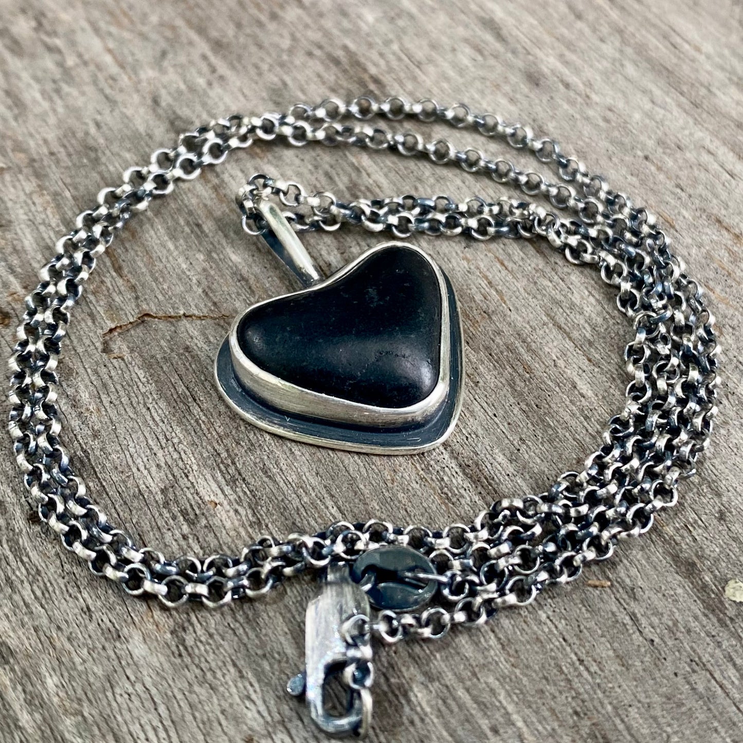 Reserved for J - Do Not Purchase Black Basalt Vancouver Island Beach Stone Heart Pendant