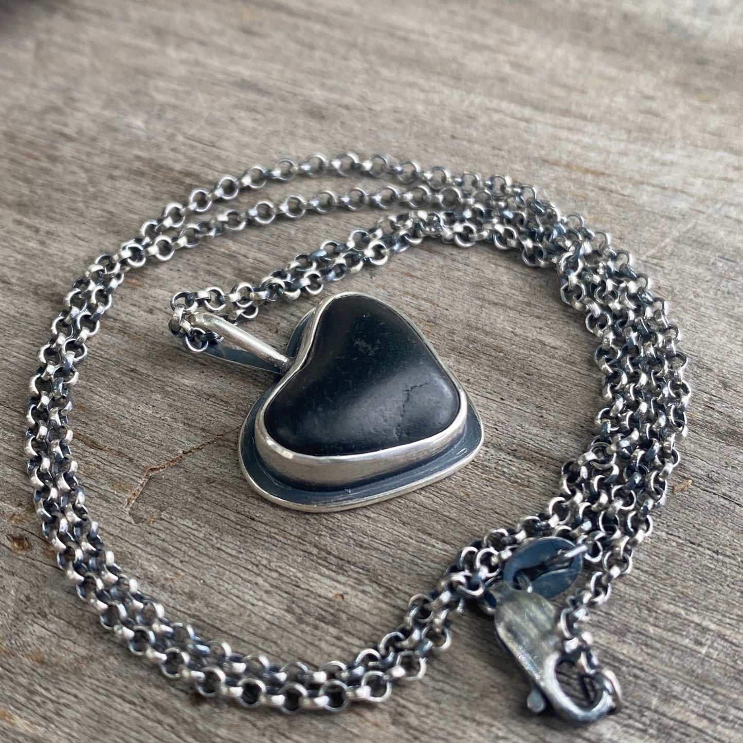Reserved for J - Do Not Purchase Black Basalt Vancouver Island Beach Stone Heart Pendant