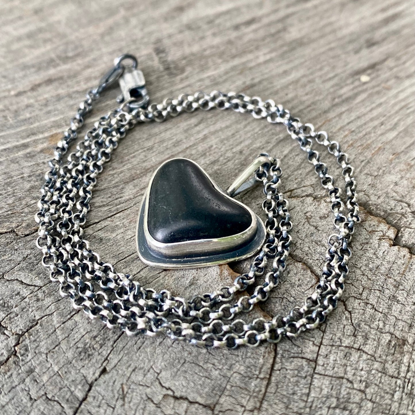 Reserved for J - Do Not Purchase Black Basalt Vancouver Island Beach Stone Heart Pendant