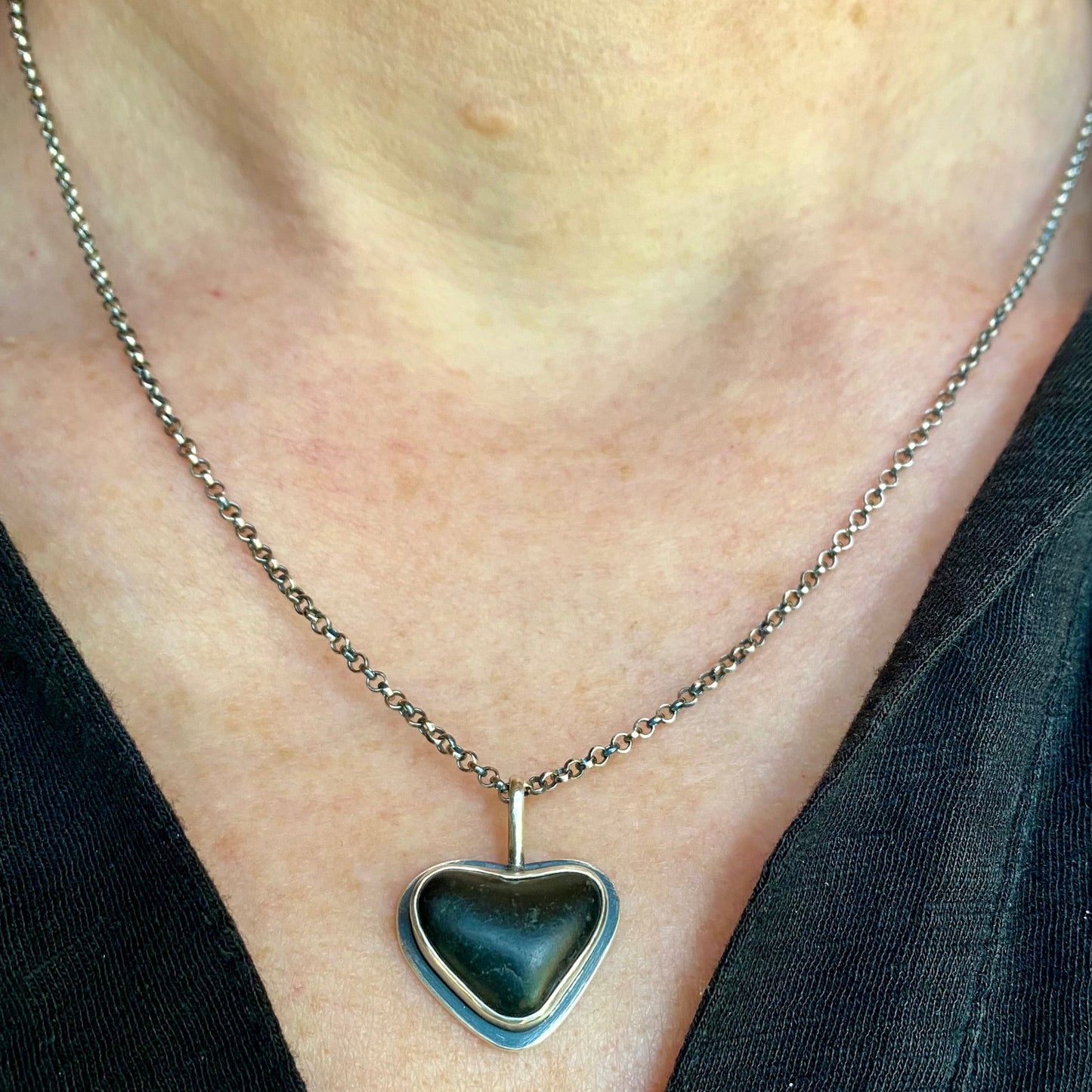 Reserved for J - Do Not Purchase Black Basalt Vancouver Island Beach Stone Heart Pendant