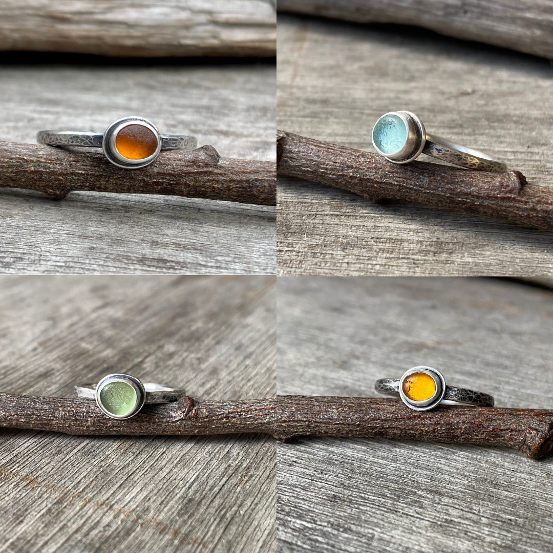 Shore-bound Tiny Sea Glass Rings