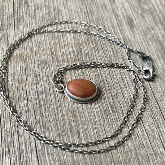 Reddish Brown Tiny Beach Stone Pendant
