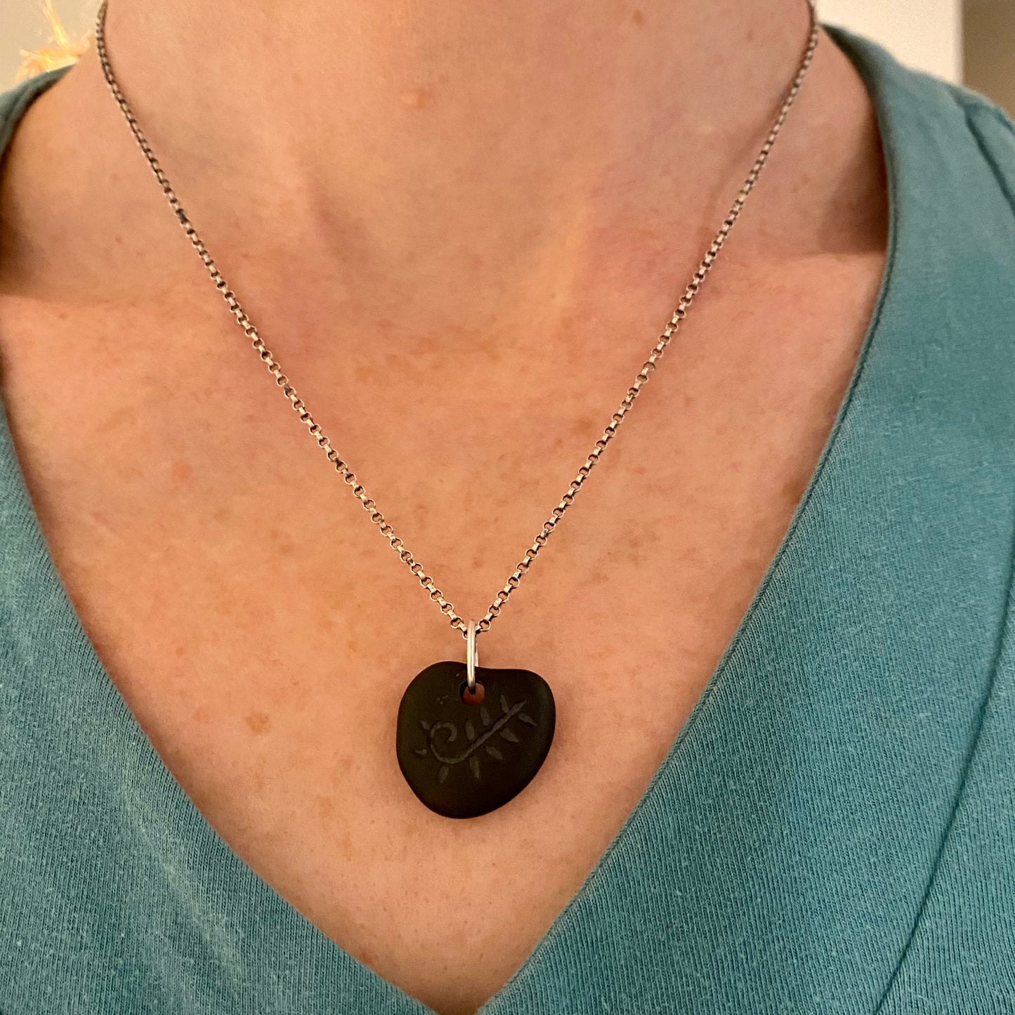 Vancouver Island Basalt Beach Stone Carved Fern Pendants