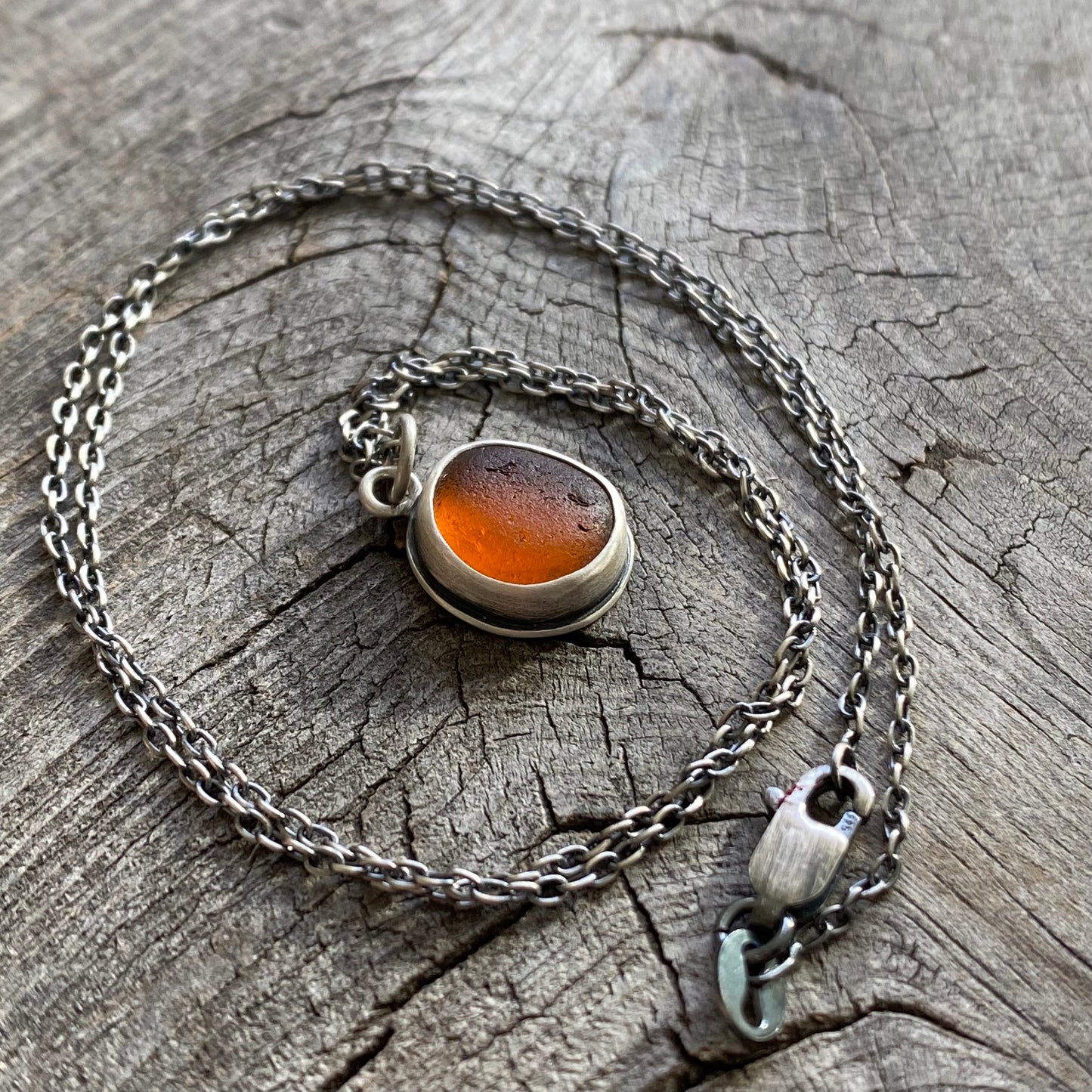 Amber Tiny Sea Glass Pendant