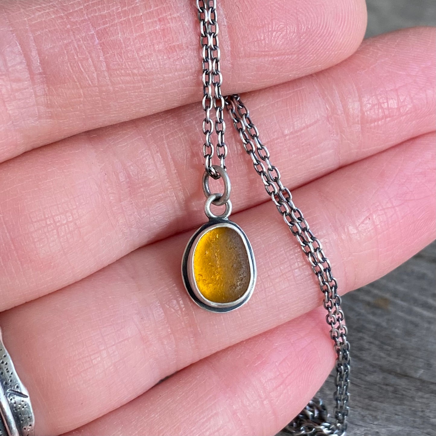 Honey Amber Tiny Sea Glass Pendant