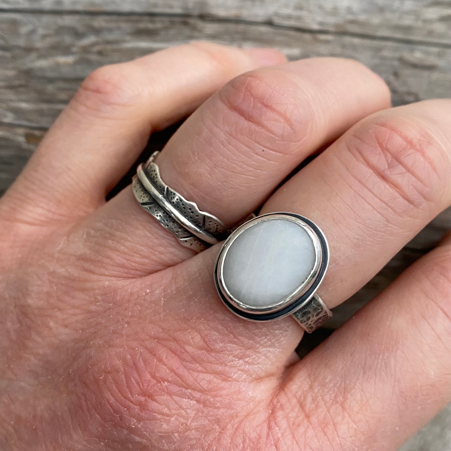 Snow White Vancouver Island Beach Stone Ring