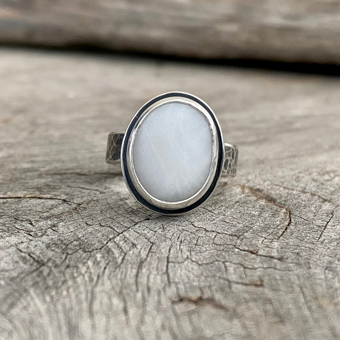 Snow White Vancouver Island Beach Stone Ring