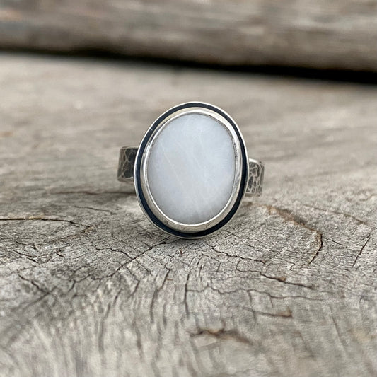 Snow White Vancouver Island Beach Stone Ring