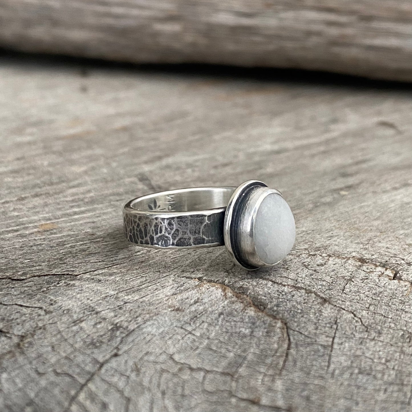 White Vancouver Island Beach Stone Ring