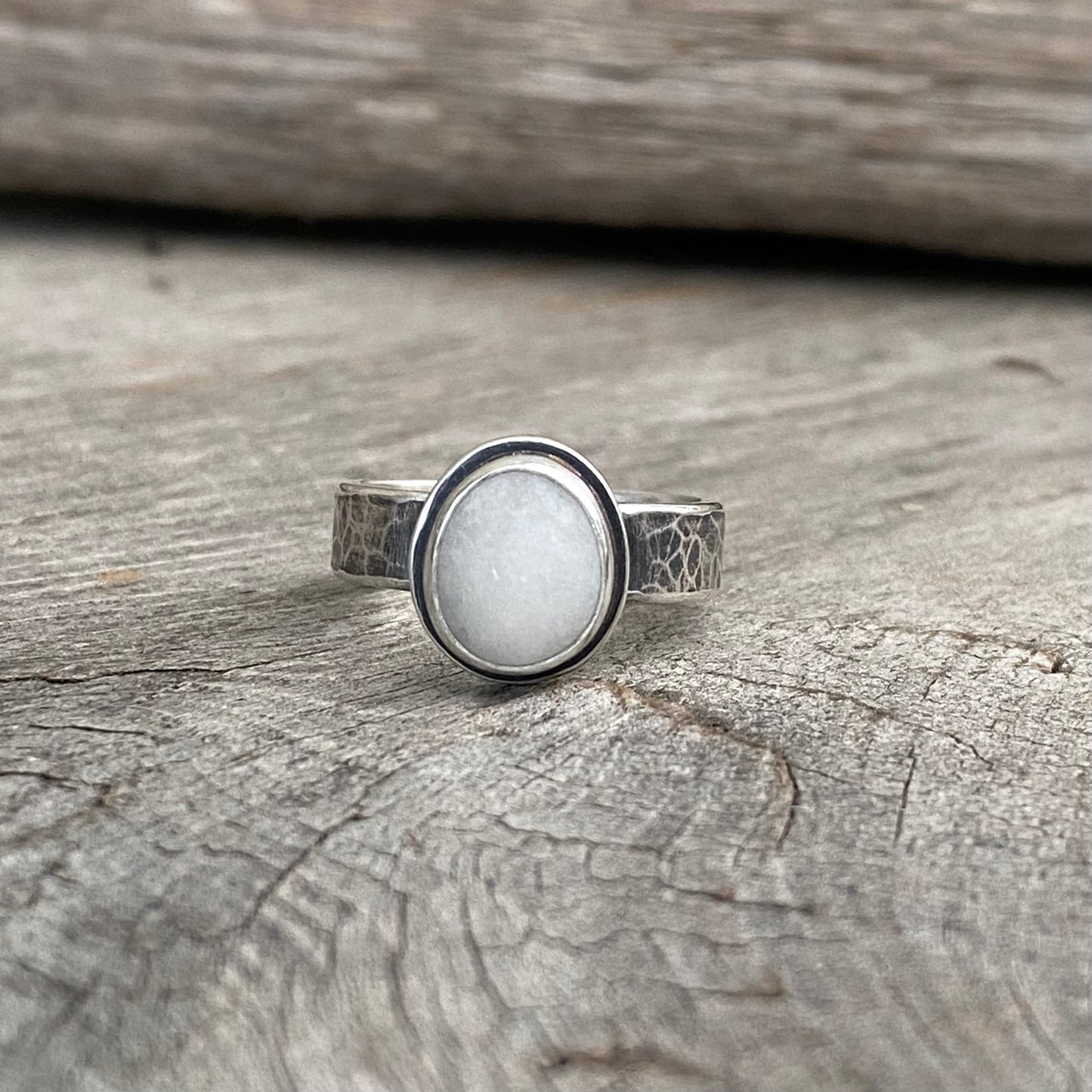 White Vancouver Island Beach Stone Ring