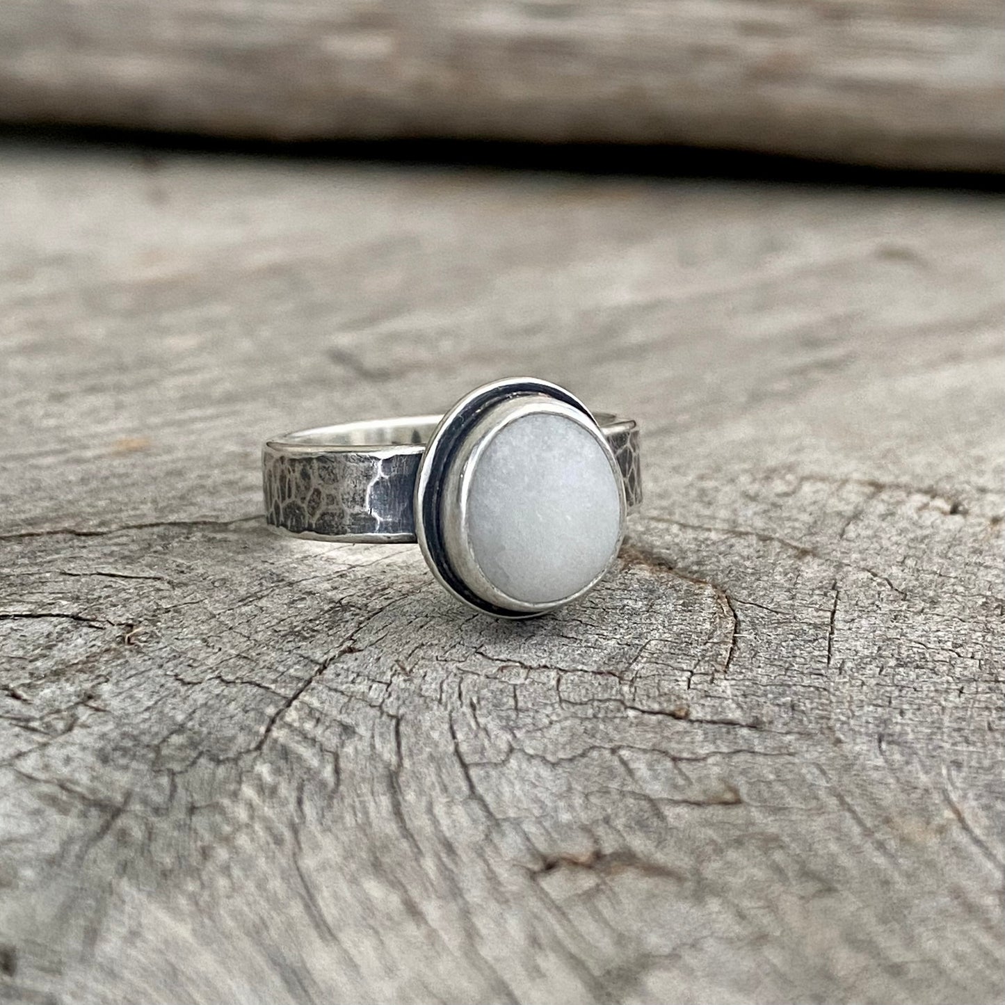 White Vancouver Island Beach Stone Ring