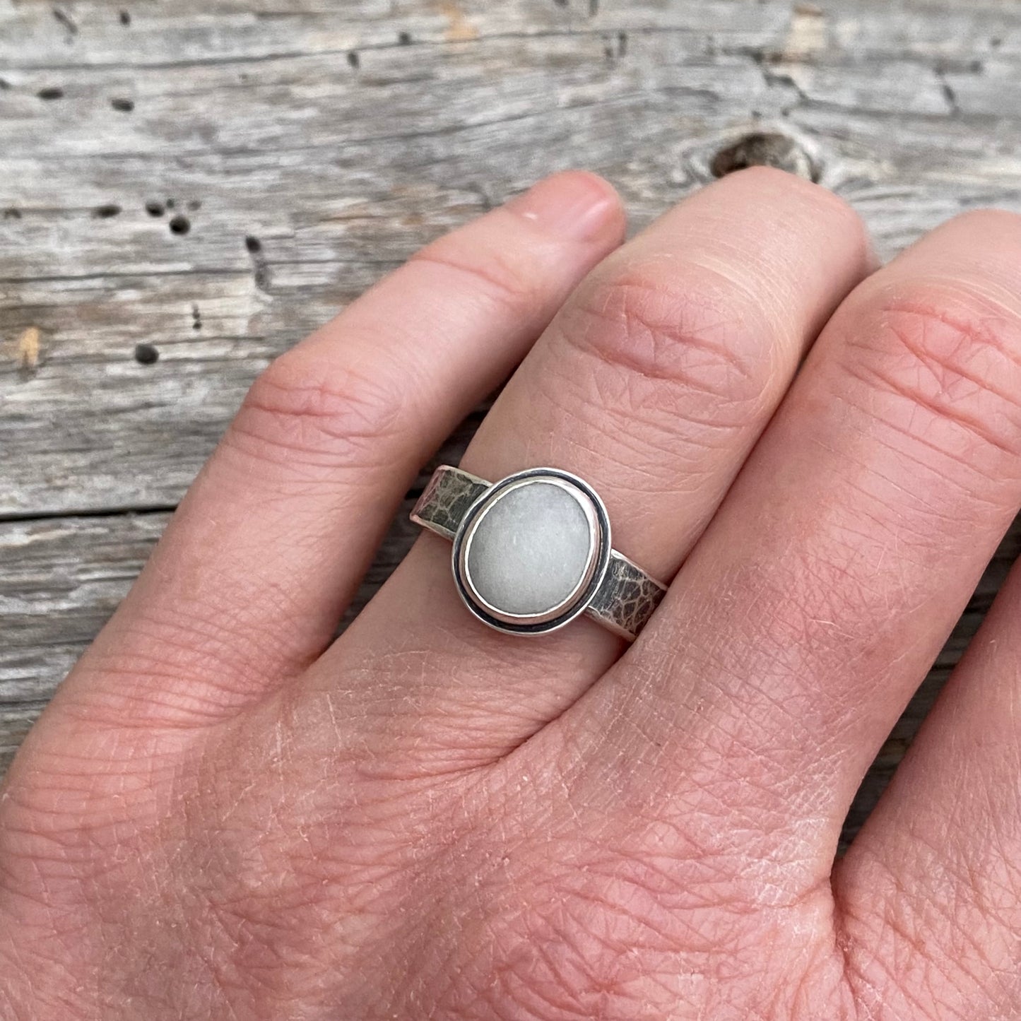 White Vancouver Island Beach Stone Ring
