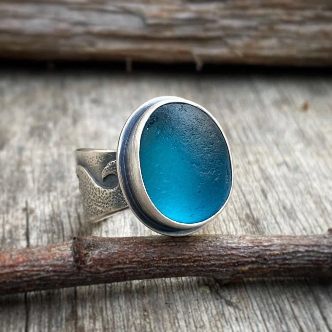 Changing Tides Genuine Sea Glass Rings (Made-to-size Wide Band)