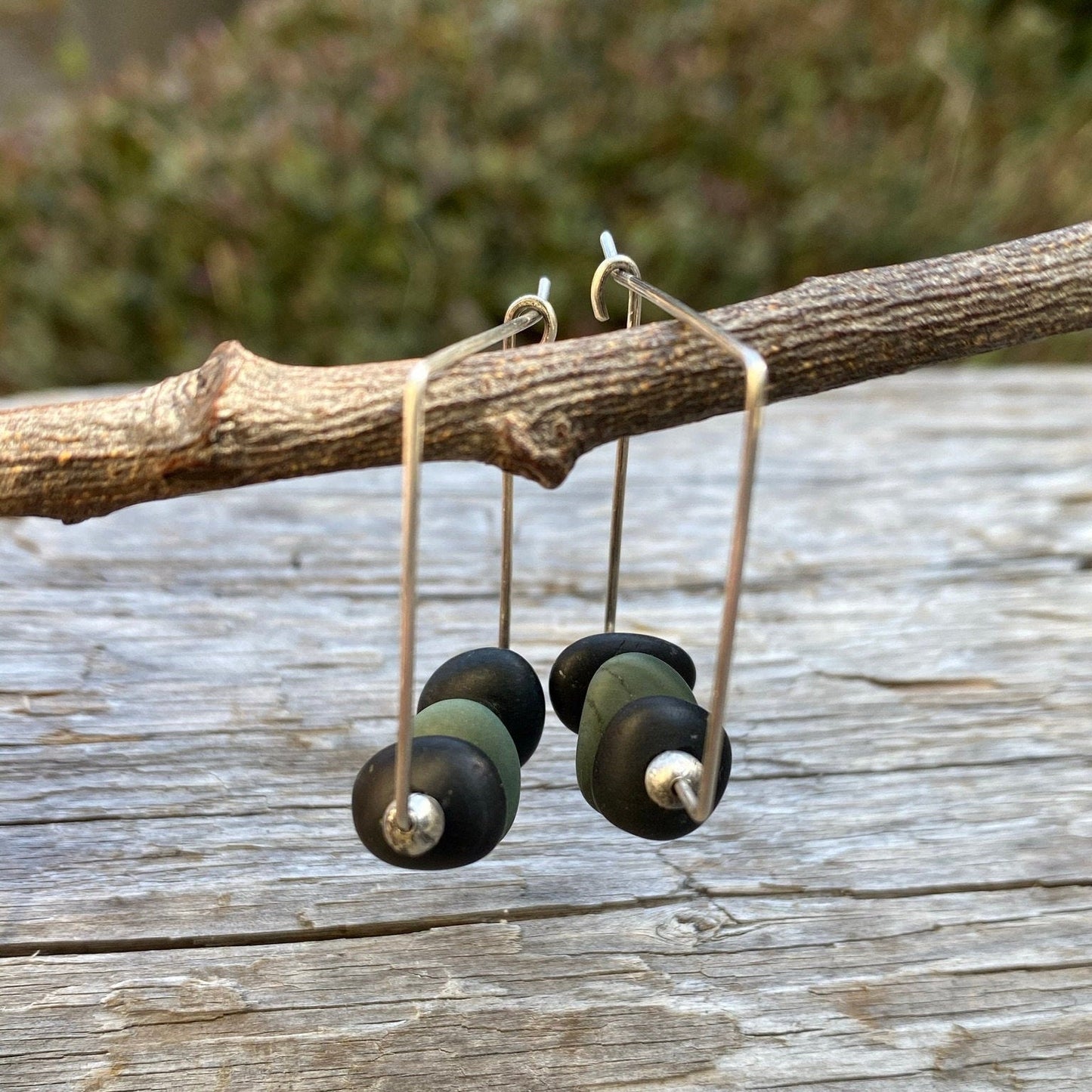 Square Vancouver Island Beach Stone Hoop Earrings