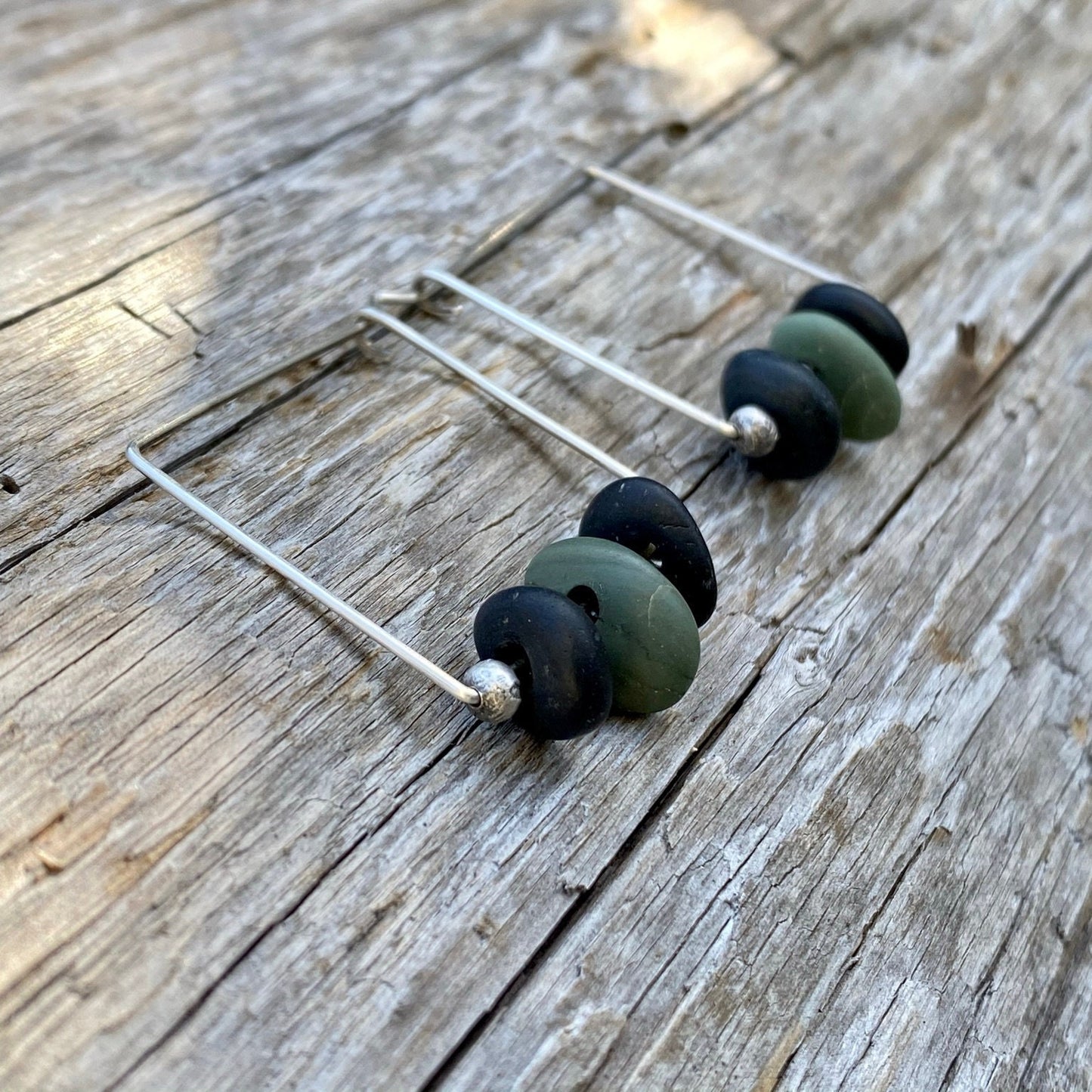 Square Vancouver Island Beach Stone Hoop Earrings