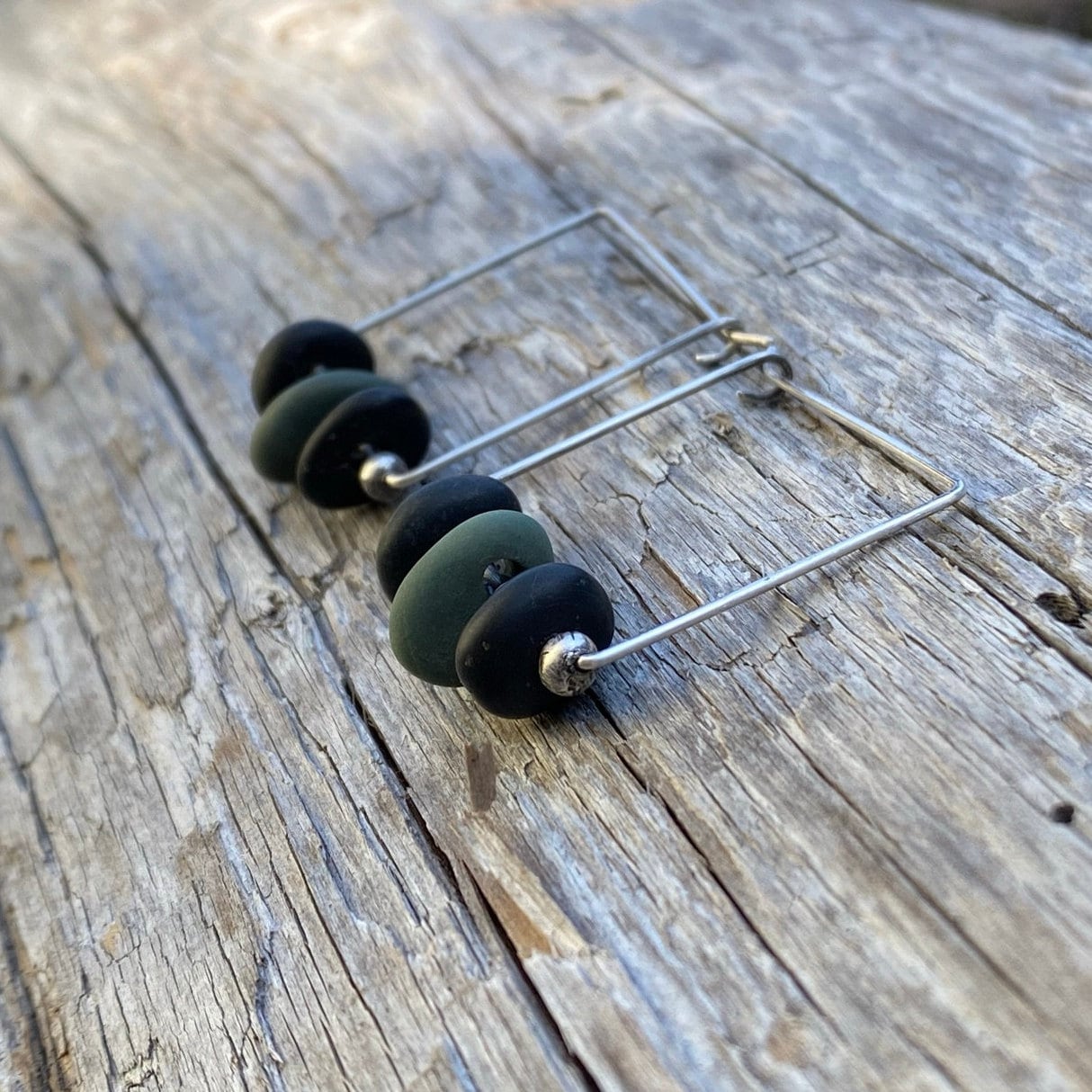 Square Vancouver Island Beach Stone Hoop Earrings