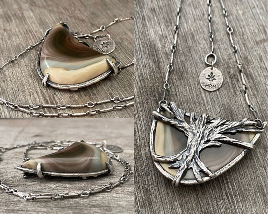 Hand carved sterling silver pendant with Imperial Jasper