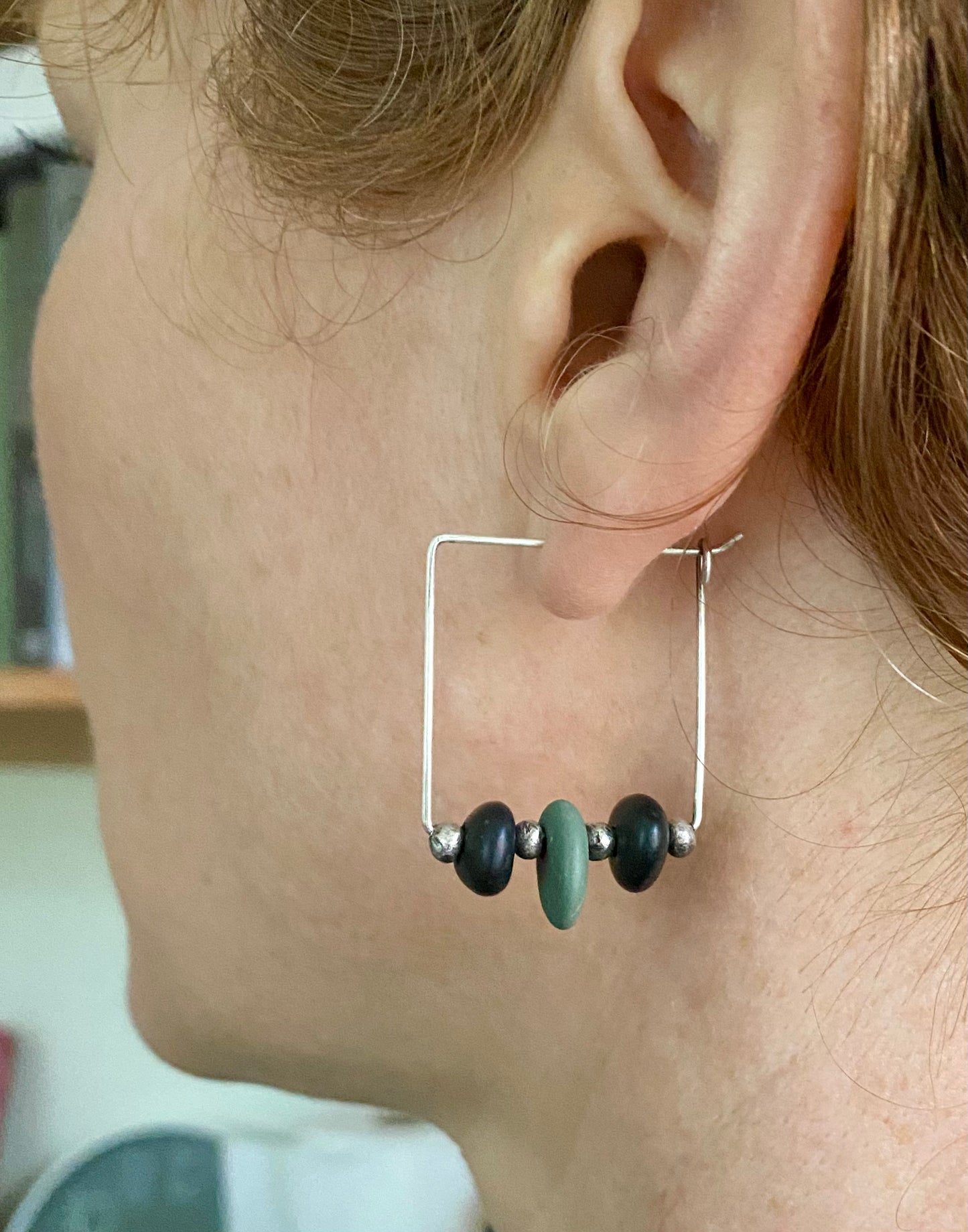 Square Vancouver Island Beach Stone Hoop Earrings