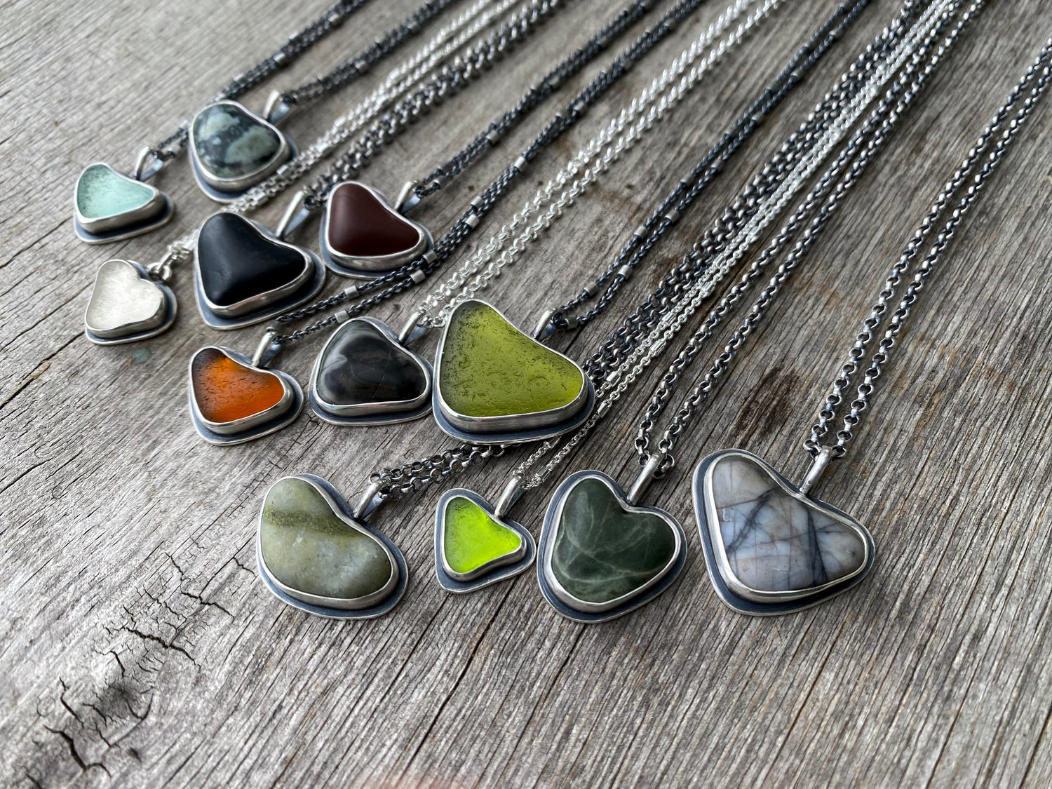 PNW Beach Stone Heart Pendants