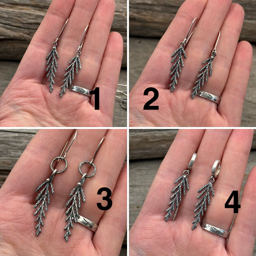 PRE-ORDER Cedar Leaf Sterling Silver Dangles