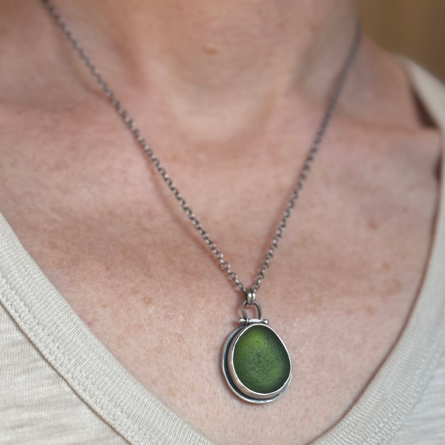 Oregon Shore Pine Sea Glass Pendant