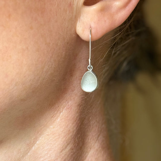 Winter White Classic Sea Glass Dangles