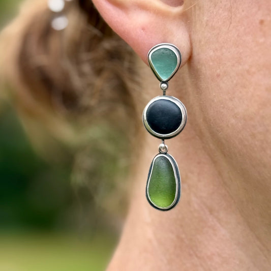 Forest and Sea Stud Dangle Earrings