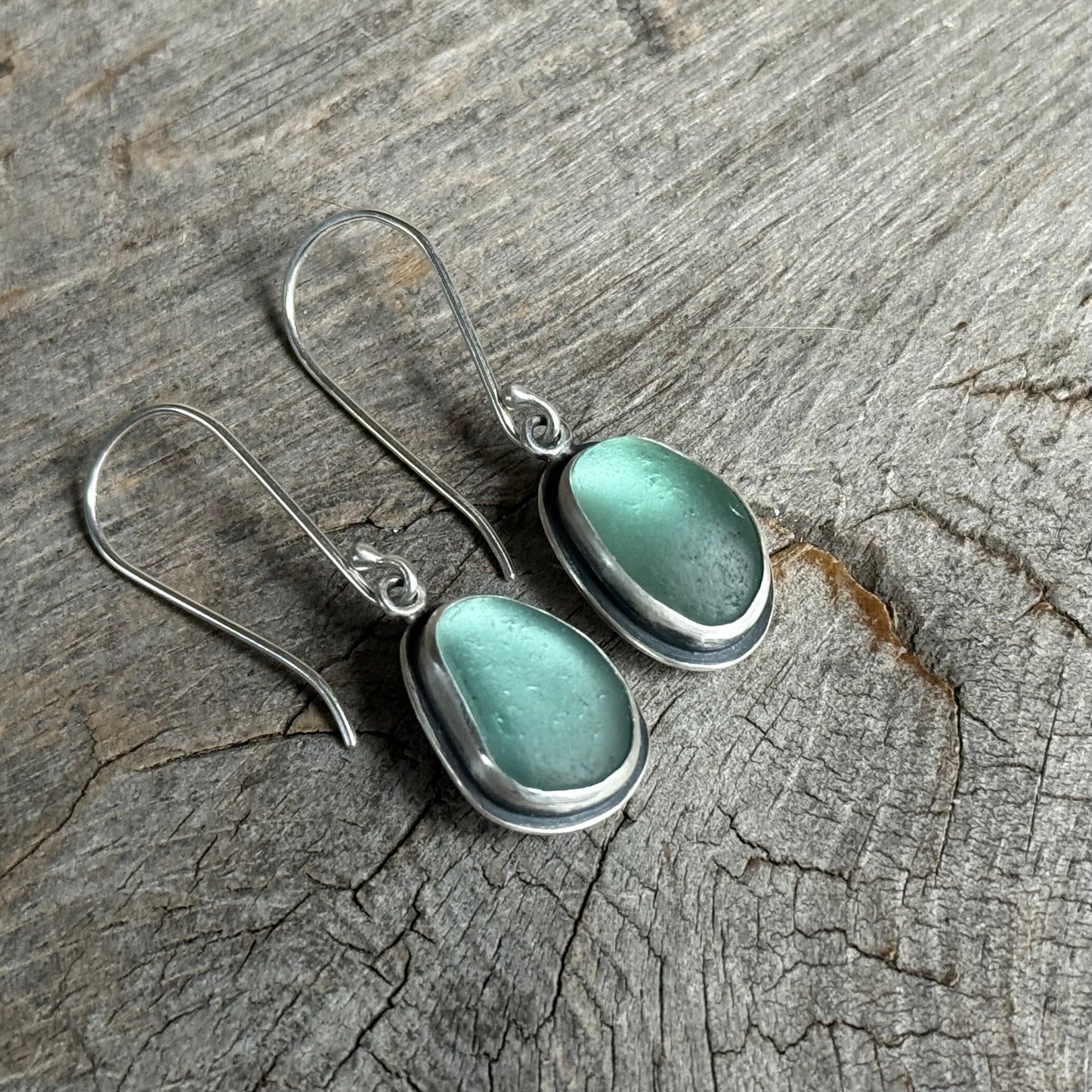 Light Teal Blue Classic Sea Glass Dangles