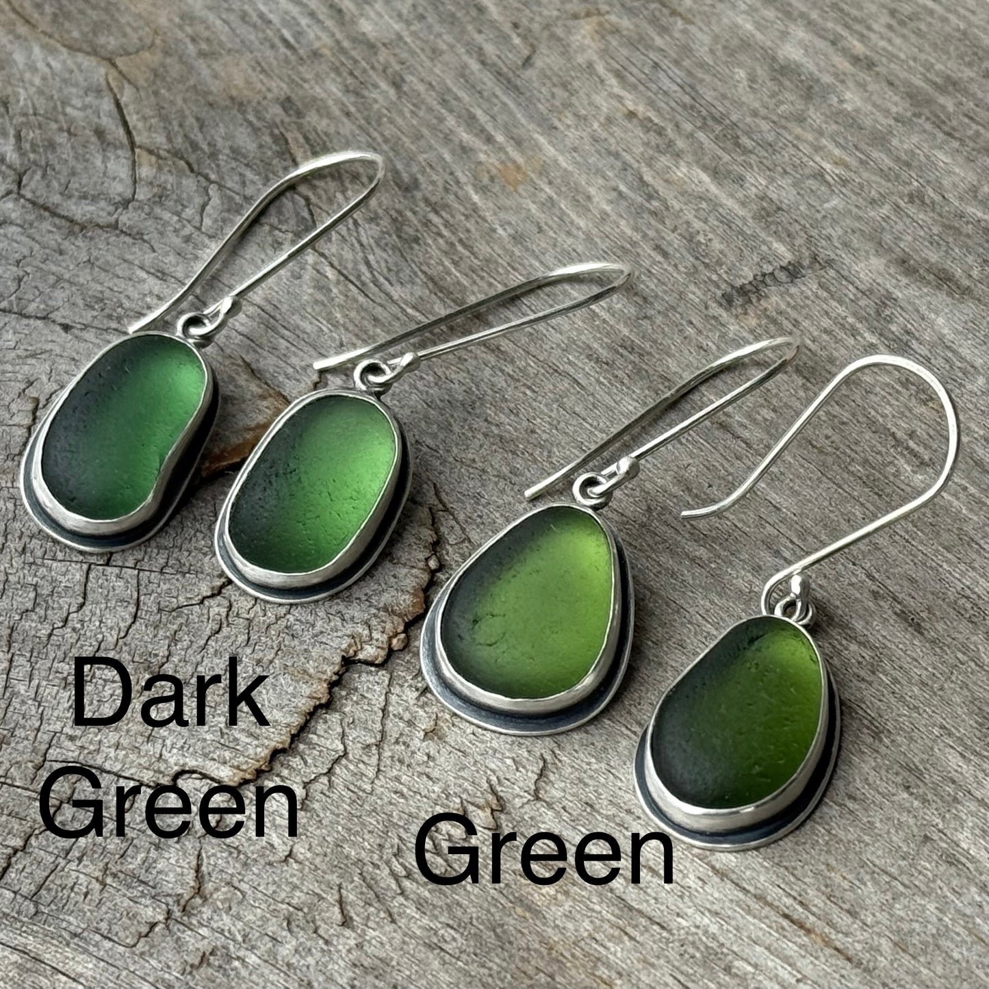 Green Classic Sea Glass Dangles