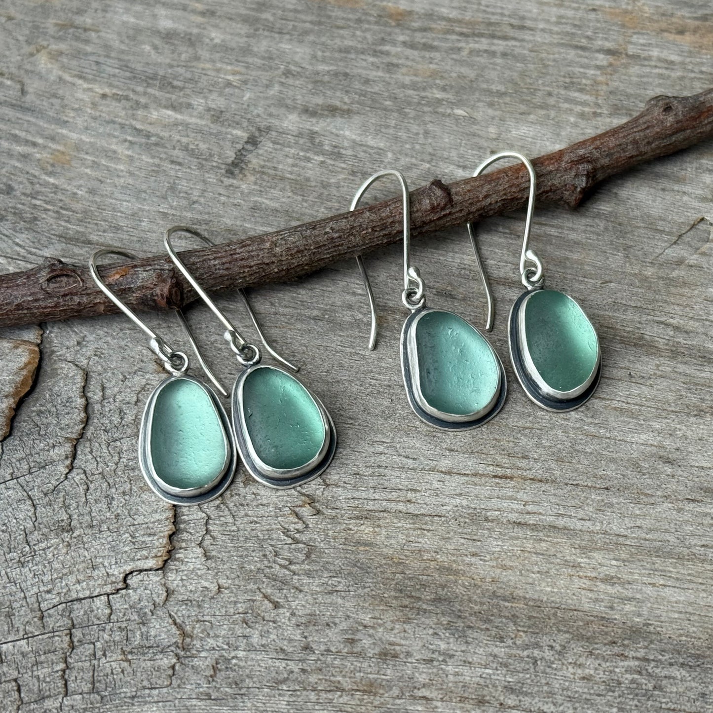 Light Teal Blue Classic Sea Glass Dangles