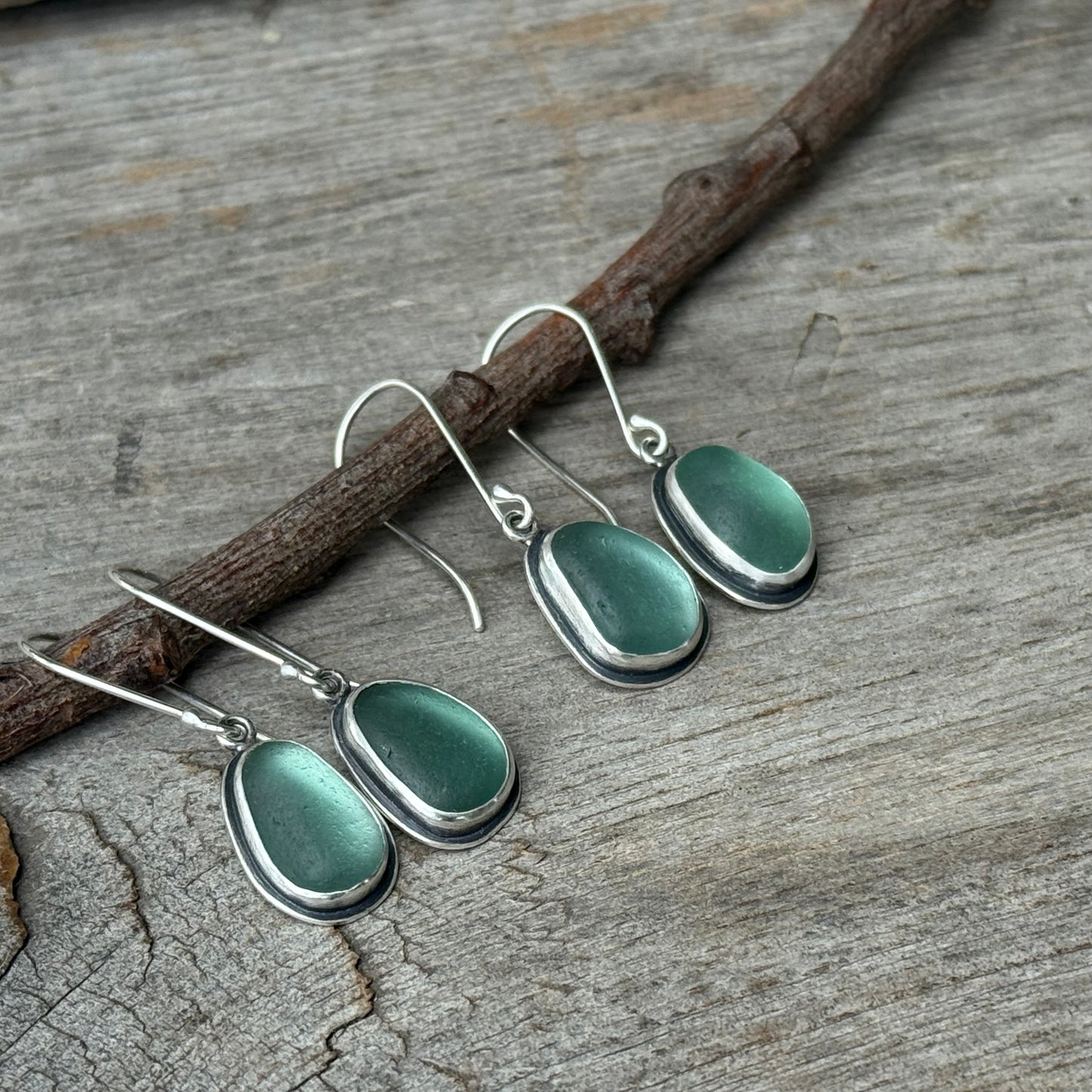 Light Teal Blue Classic Sea Glass Dangles