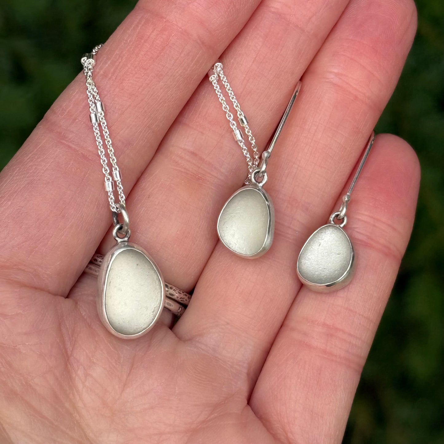 Winter White Classic Sea Glass Dangles