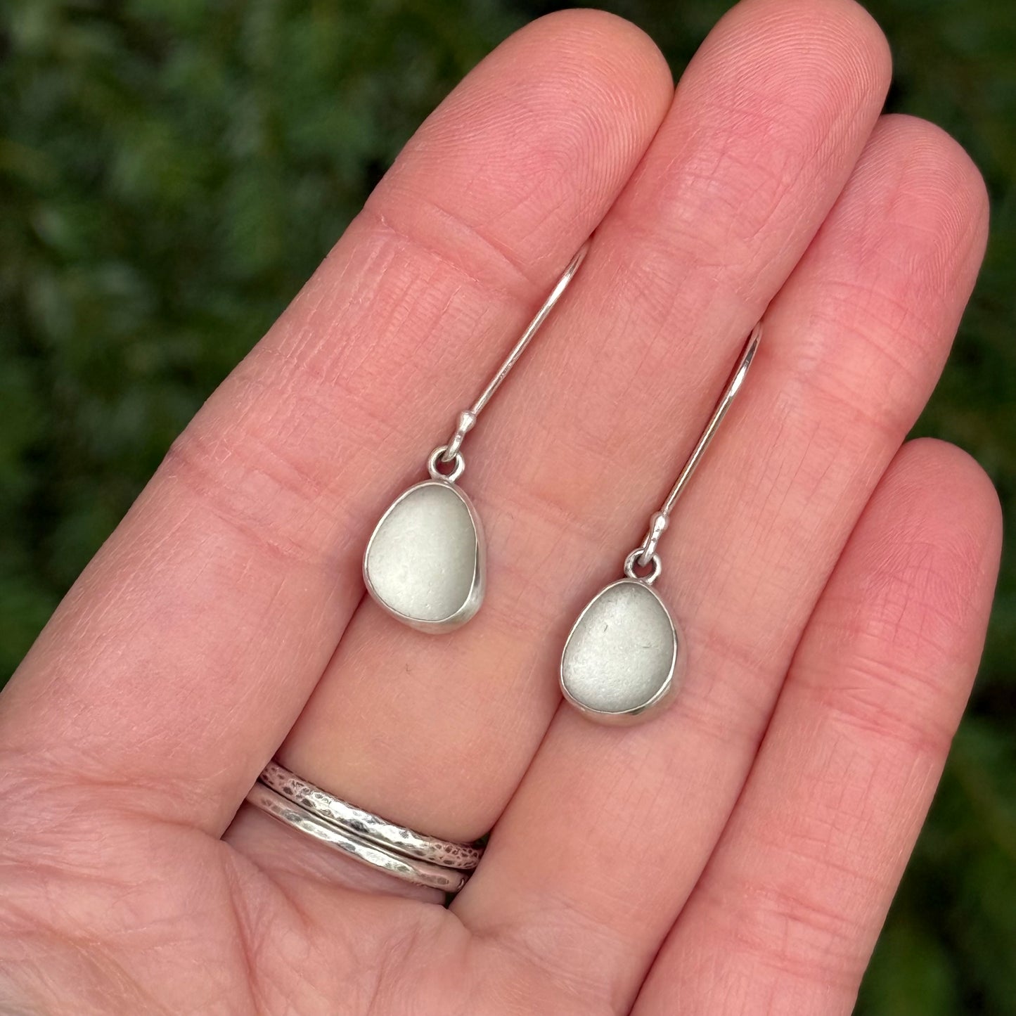 Winter White Classic Sea Glass Dangles