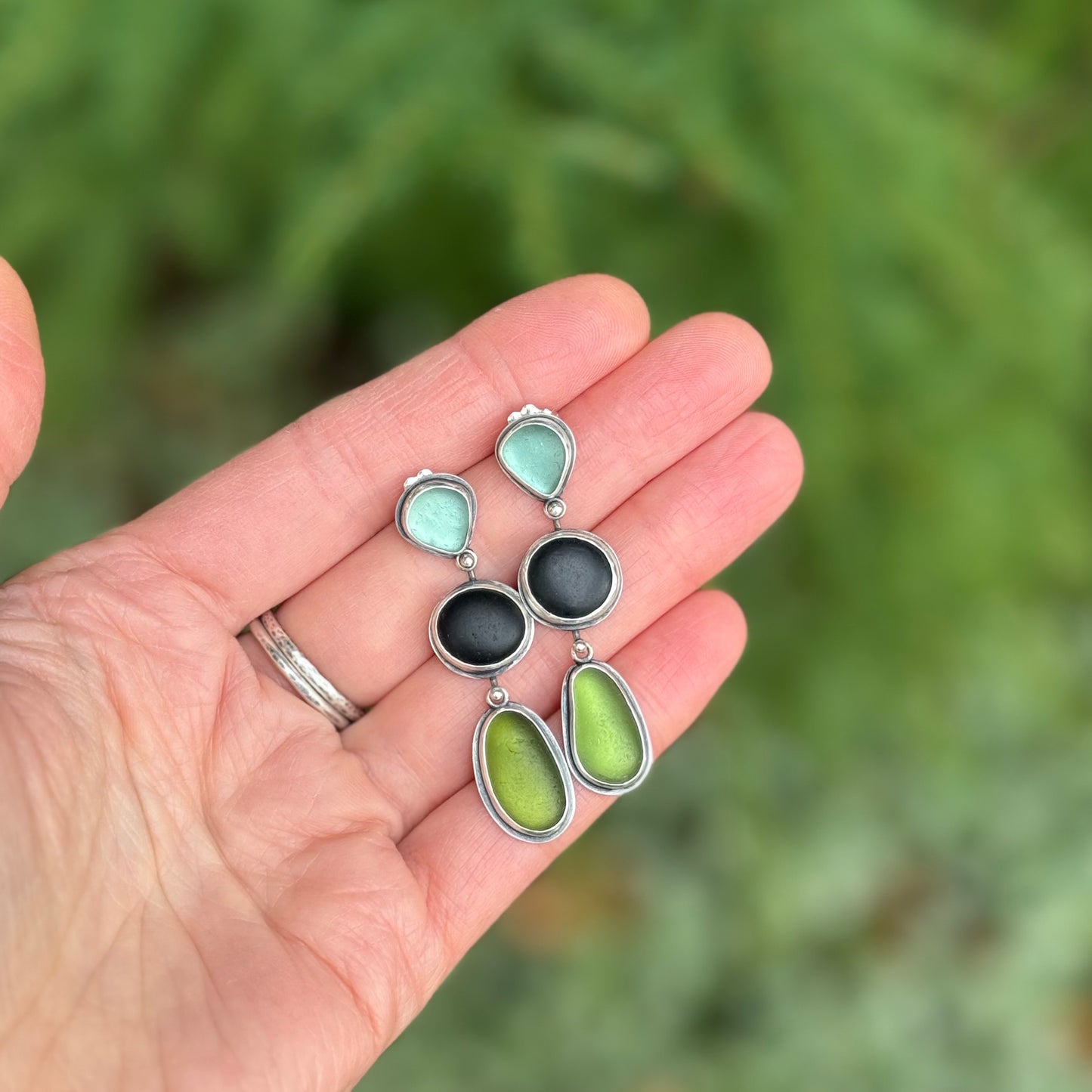 Forest and Sea Stud Dangle Earrings