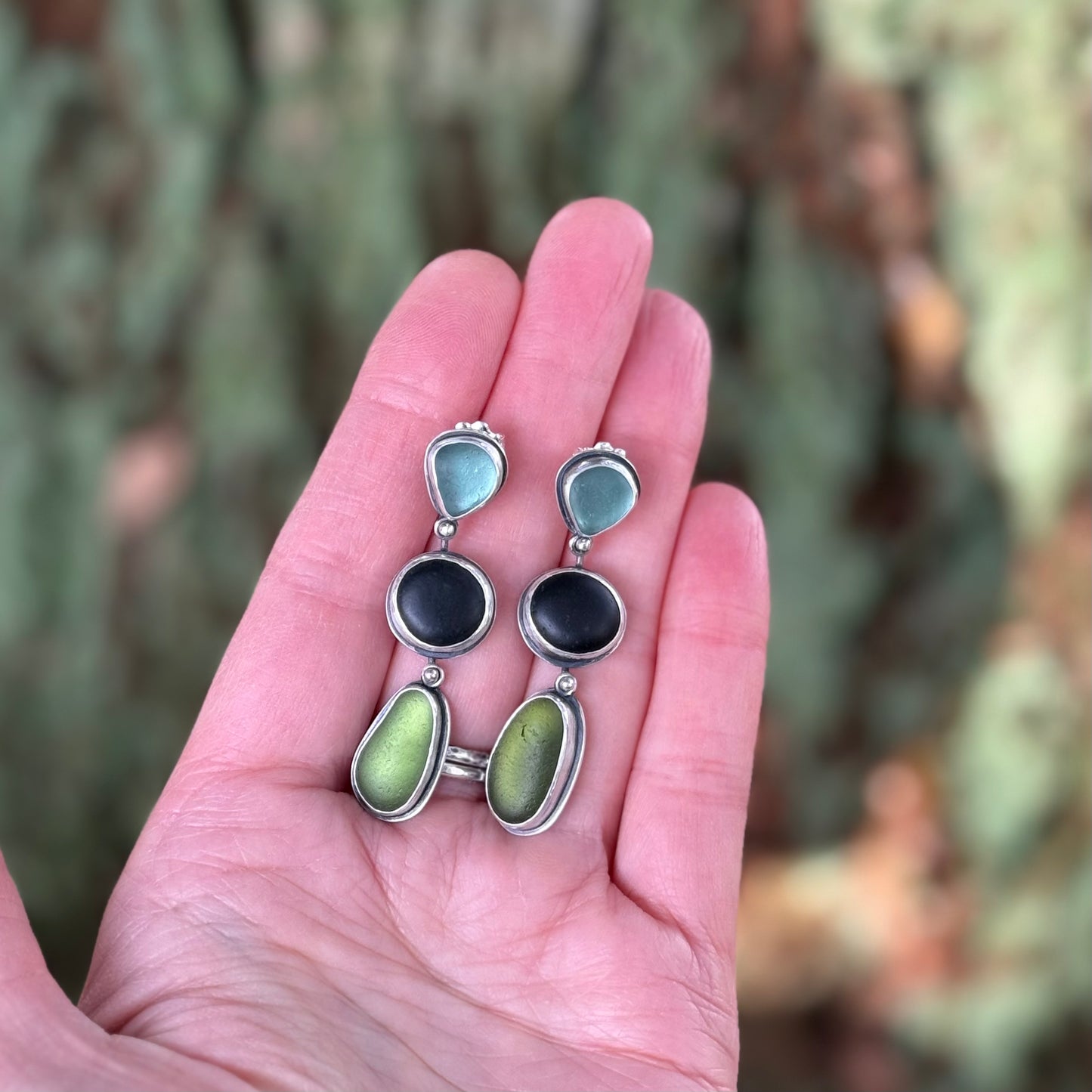 Forest and Sea Stud Dangle Earrings