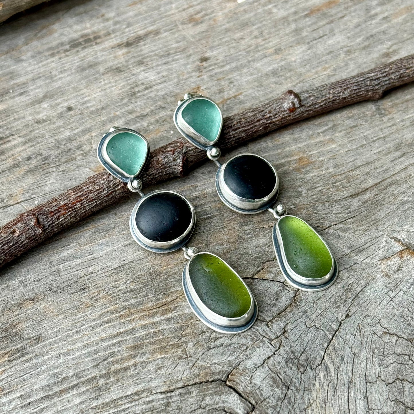 Forest and Sea Stud Dangle Earrings