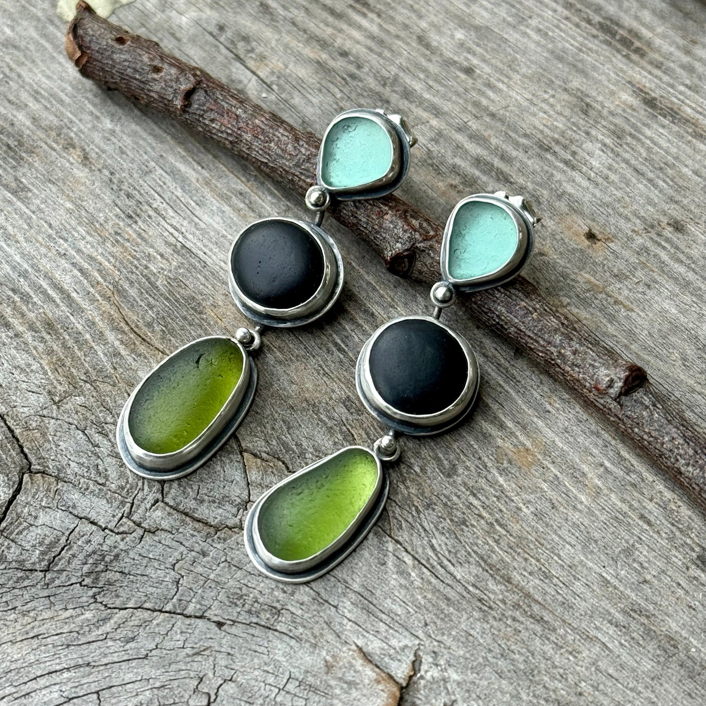 Forest and Sea Stud Dangle Earrings