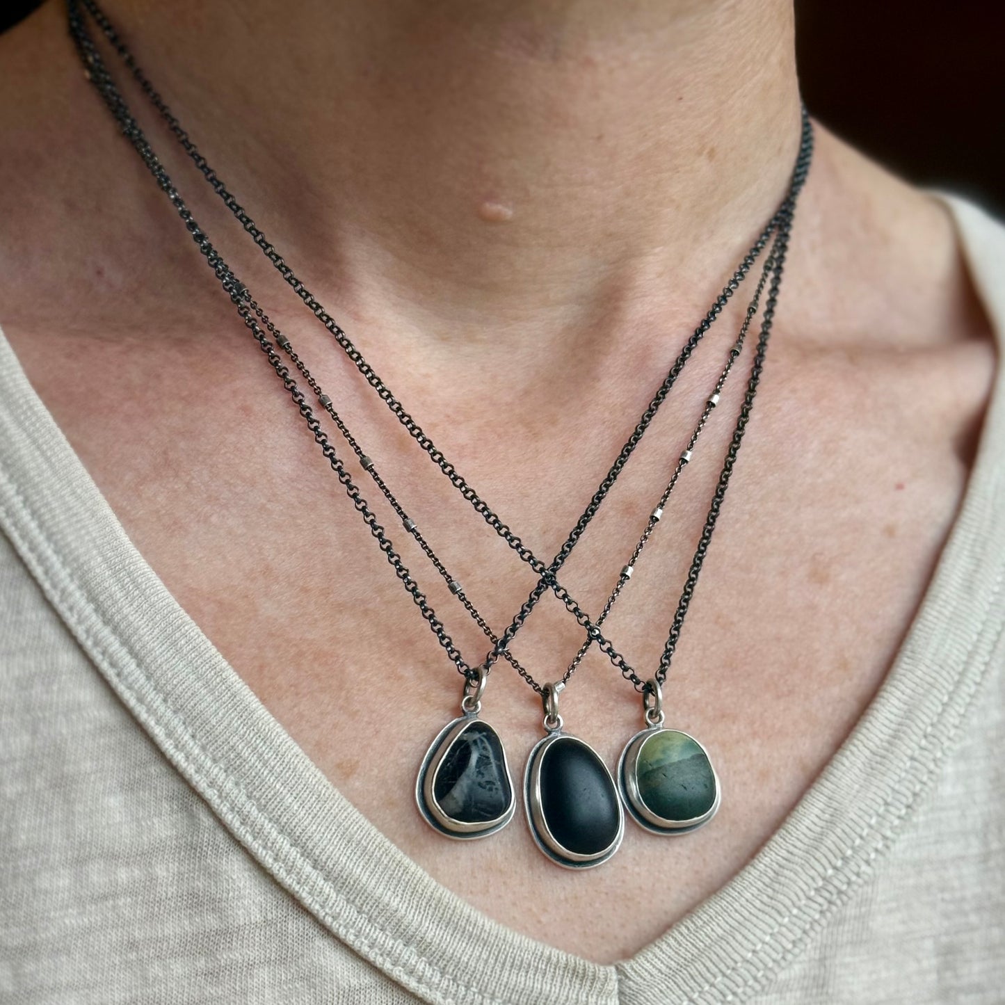 Vancouver Island Beach Stone Pendants