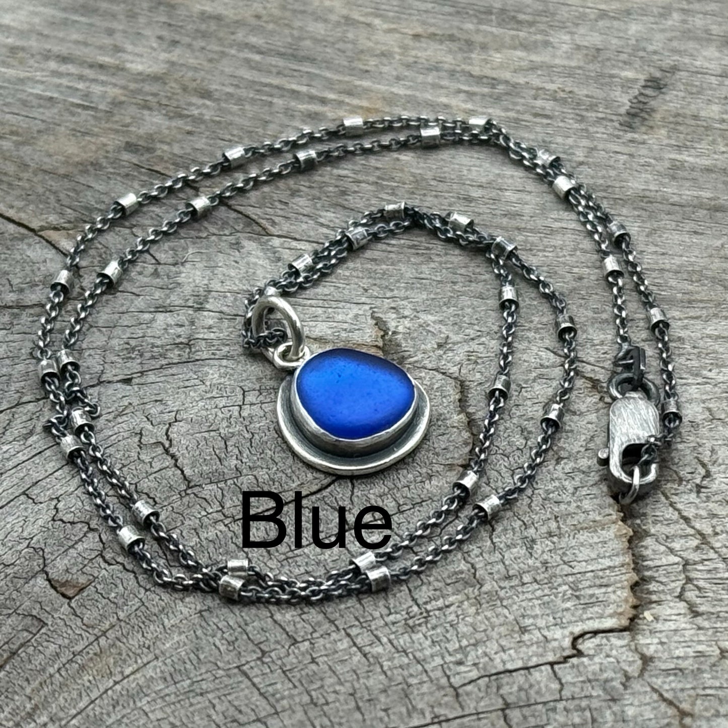 Colors of the sea blue sea glass pendants