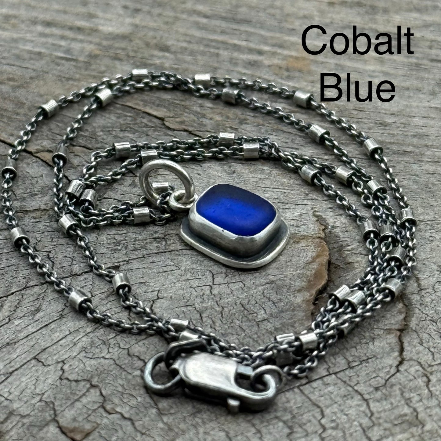 Colors of the sea blue sea glass pendants