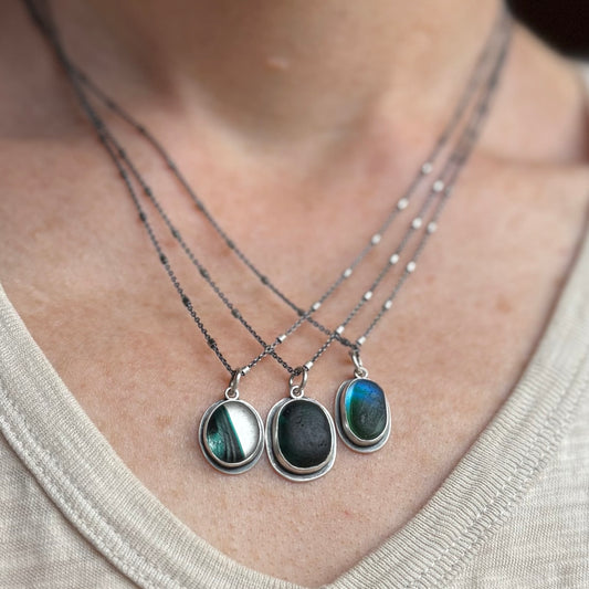 Multi-colored genuine sea glass pendants