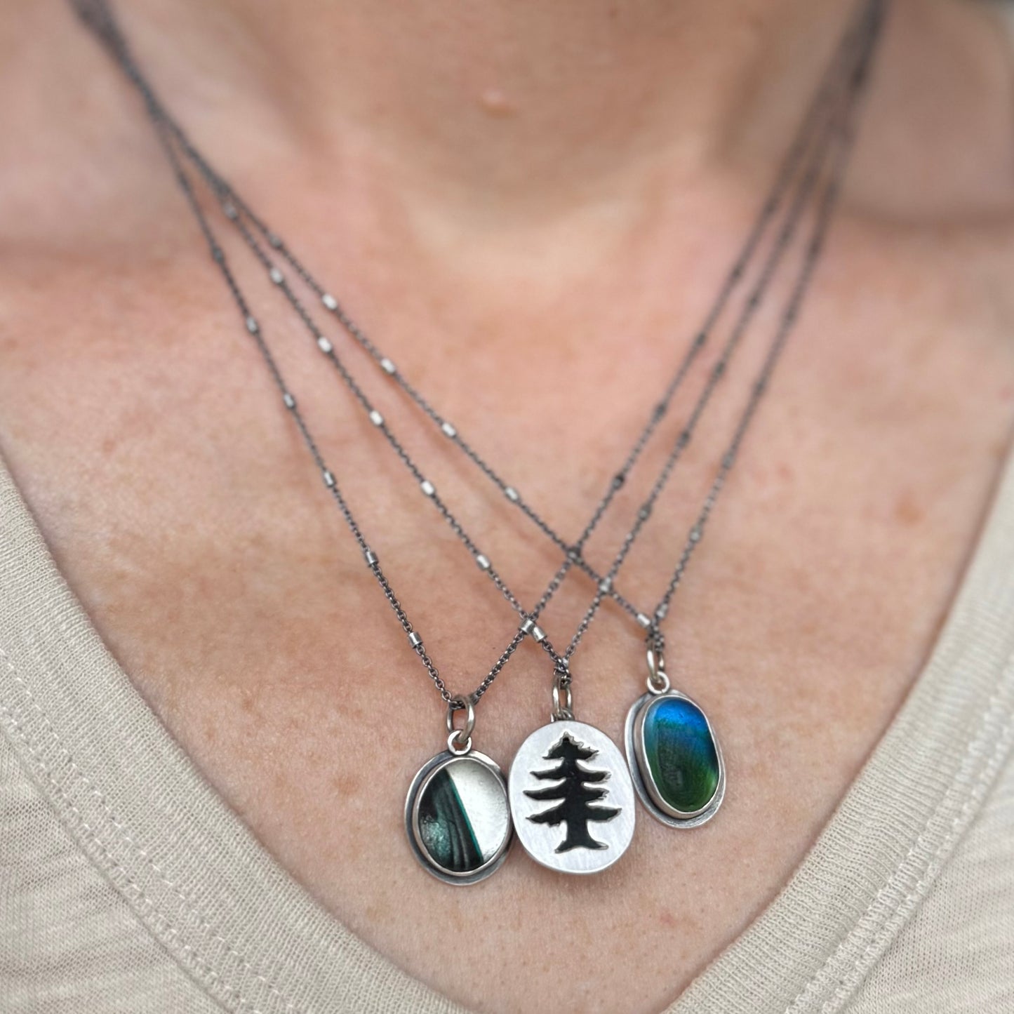 Multi-colored genuine sea glass pendants