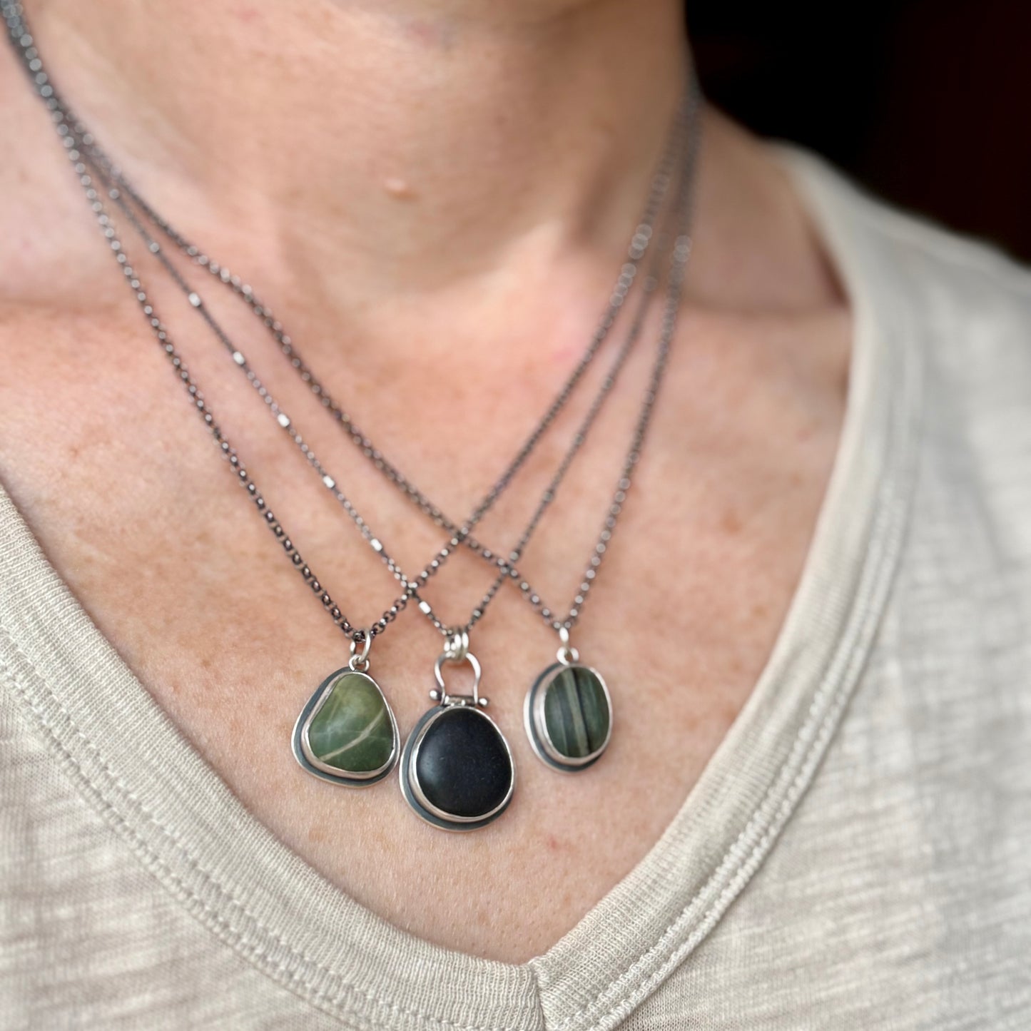 Vancouver Island Beach Stone Pendants