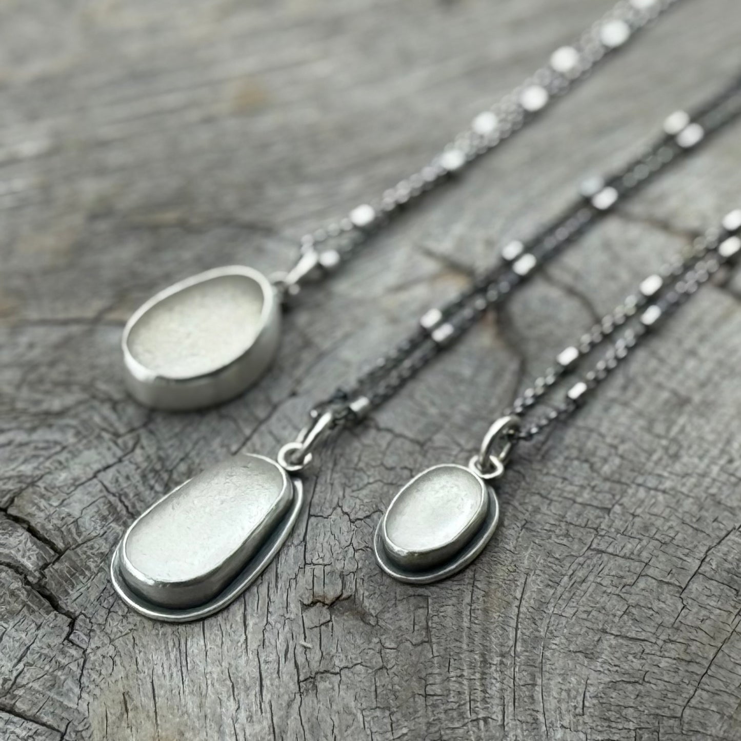 Winter White Vancouver Island Sea Glass Pendants