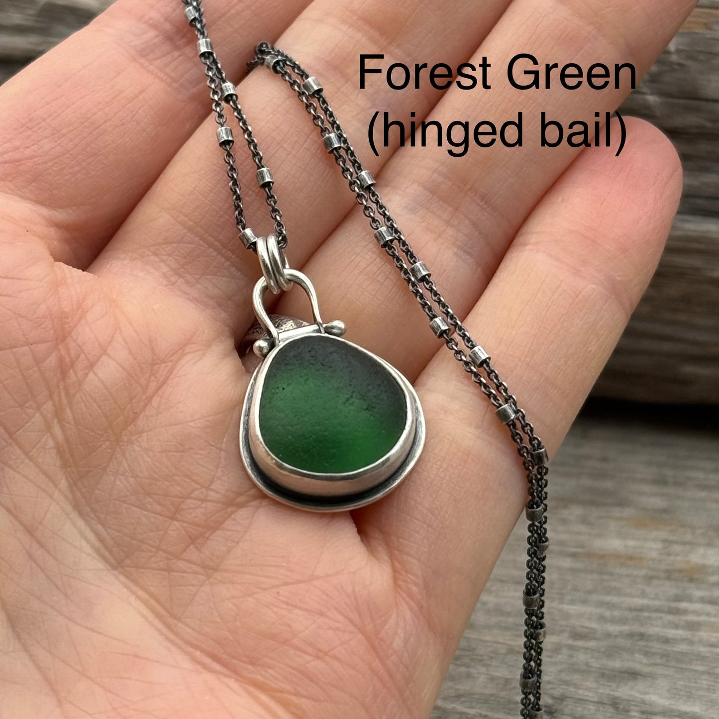 Colors of the Forest Green Sea Glass Pendants