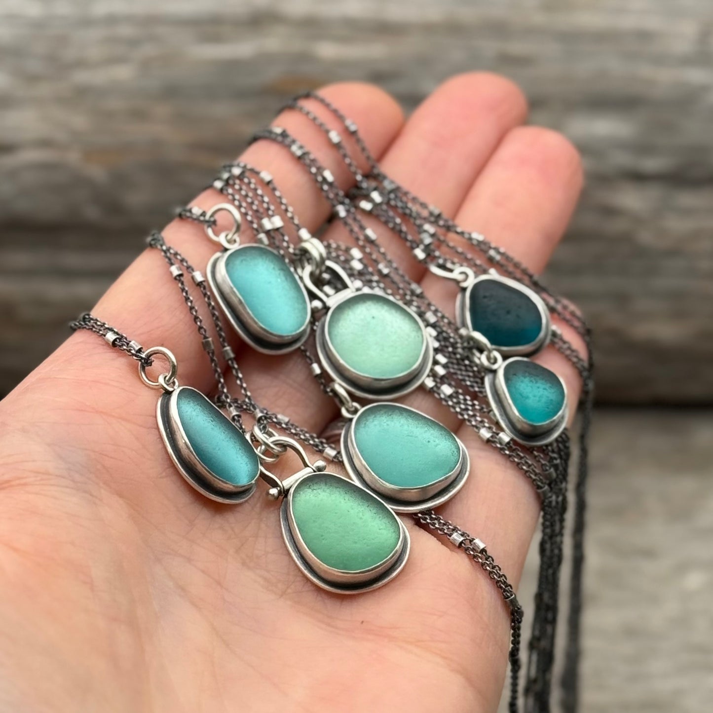 Colors of the Sea Teal Sea Glass Pendants